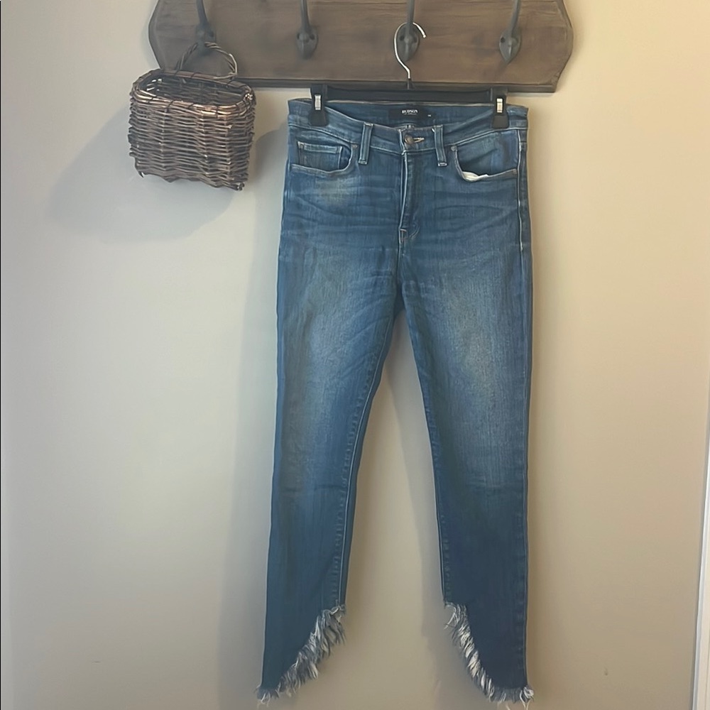 Women's Blue Frayed Hem Jeans